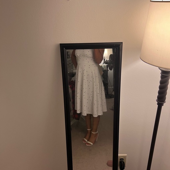 Liz Claiborne White Midi Dress with Black Dots - Picture 2 of 2